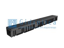 Комплект Gidrolica Light: лоток водоотводный ЛВ -10.11,5.9,6 с пласт решеткой РВ-10.11.50 ячеист А15